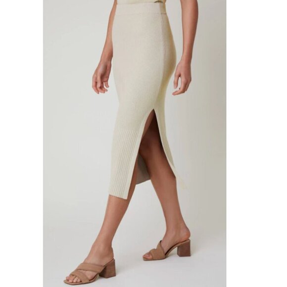 Alp-n-Rock Ida Midi Skirt Pink Slit Pull On Knit Luxury Designer Large - Picture 3 of 12